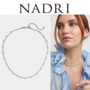 Nadri Love All Pear Cubic Zirconia Tennis Necklace Silver Crystal NWT
